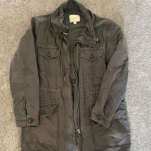 Military style grey loft coat.